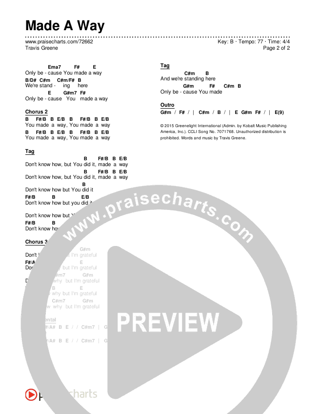 Made A Way Chords & Lyrics (Travis Greene)