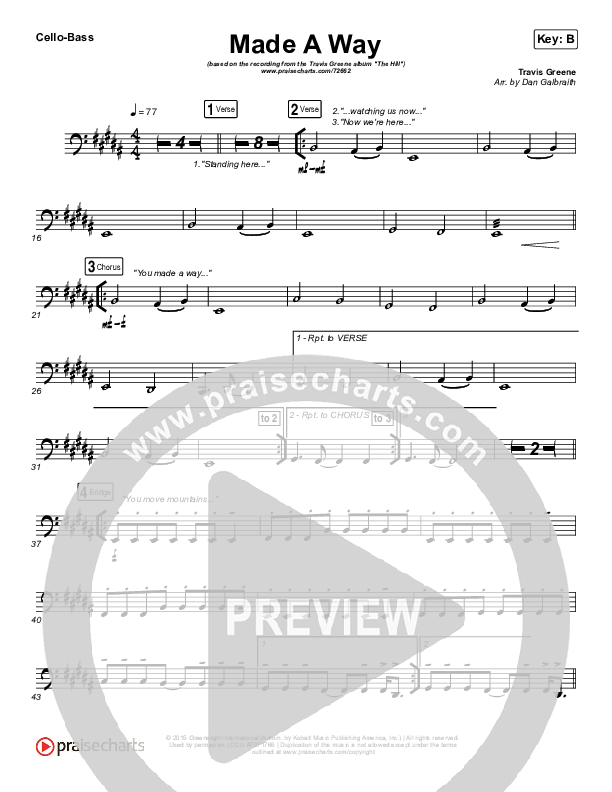 Made A Way Cello/Bass (Travis Greene)