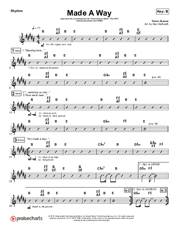 Made A Way Rhythm Chart (Print Only) (Travis Greene)