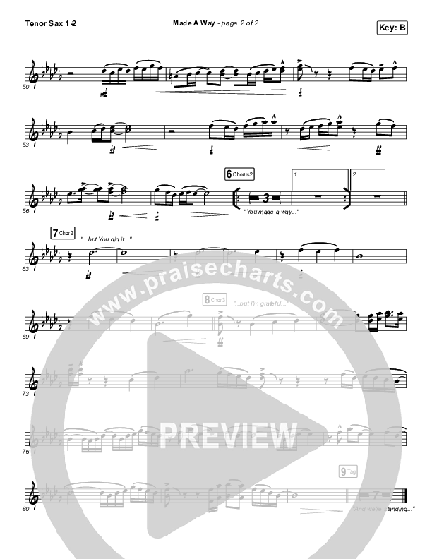 Made A Way Tenor Sax 1/2 (Travis Greene)