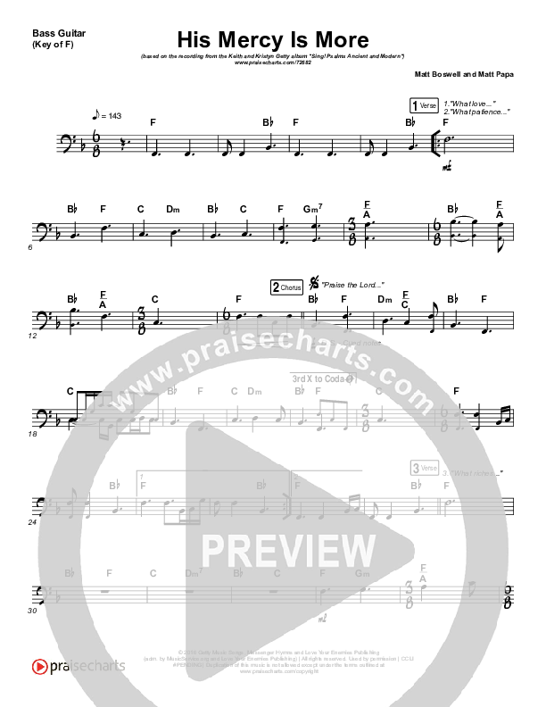 His Mercy Is More Bass Guitar (Matt Papa / Matt Boswell / Keith & Kristyn Getty)