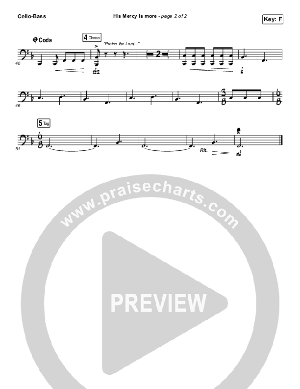 His Mercy Is More Cello/Bass (Matt Papa / Matt Boswell / Keith & Kristyn Getty)