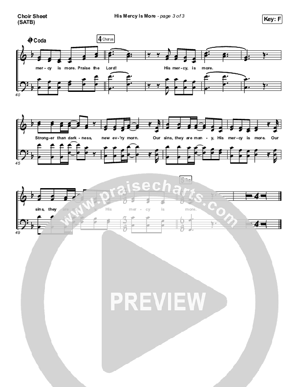 His Mercy Is More Choir Sheet (SATB) (Matt Papa / Matt Boswell / Keith & Kristyn Getty)