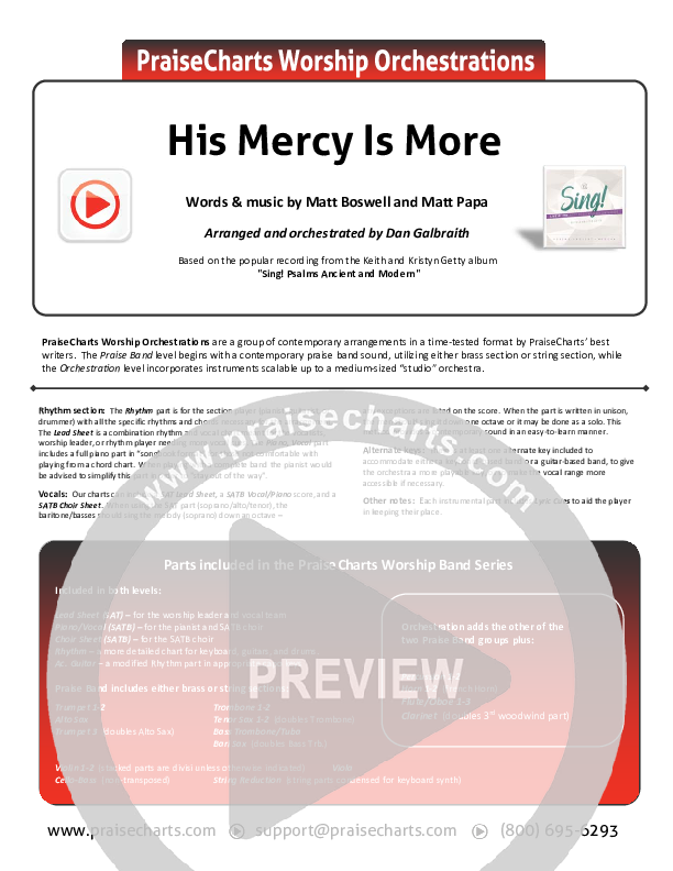 His Mercy Is More Cover Sheet (Matt Papa / Matt Boswell / Keith & Kristyn Getty)