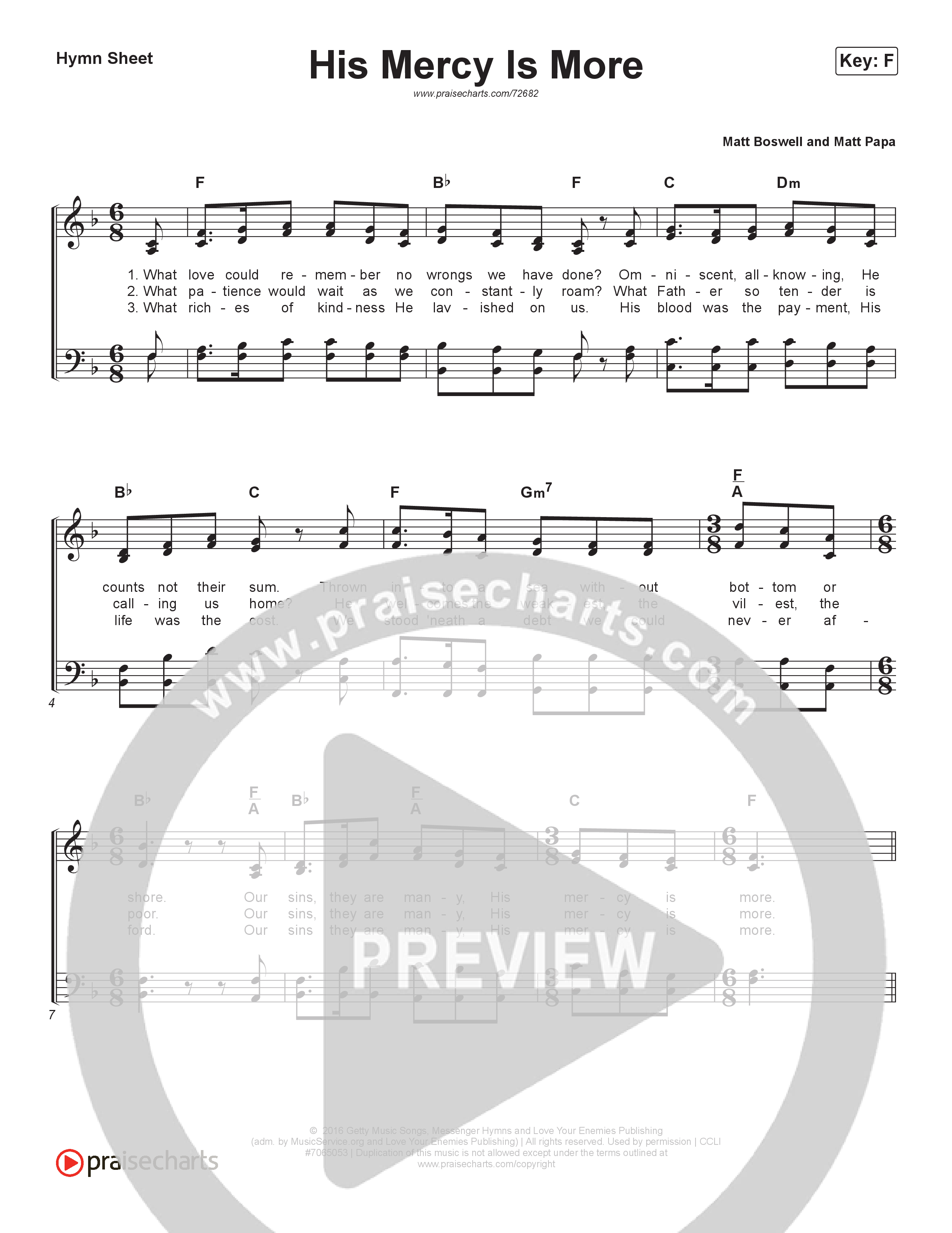 His Mercy Is More Hymn Sheet (Matt Papa / Matt Boswell / Keith & Kristyn Getty)