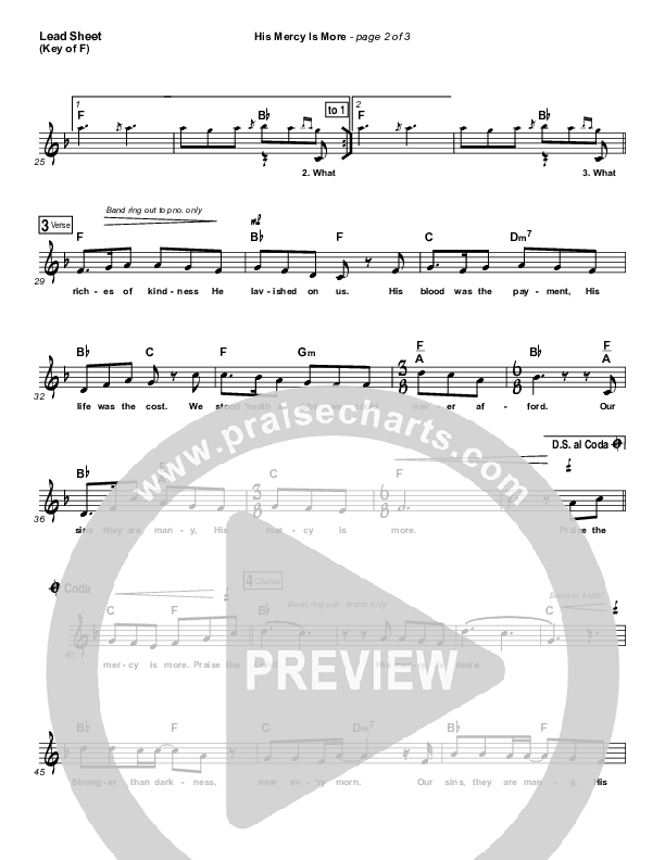 His Mercy Is More Lead Sheet (Melody) (Matt Papa / Matt Boswell / Keith & Kristyn Getty)