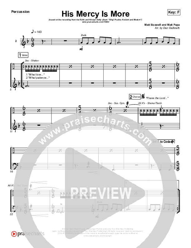 His Mercy Is More Percussion (Matt Papa / Matt Boswell / Keith & Kristyn Getty)