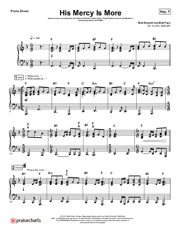 His Mercy Is More Piano Sheet (Matt Papa / Matt Boswell / Keith & Kristyn Getty)