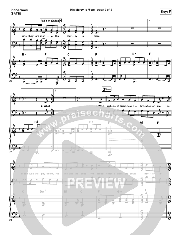 His Mercy Is More Piano/Vocal (SATB) (Matt Papa / Matt Boswell / Keith & Kristyn Getty)