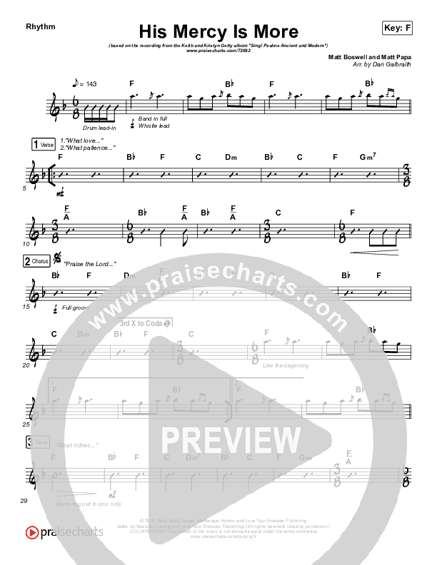 His Mercy Is More Rhythm Chart (Matt Papa / Matt Boswell / Keith & Kristyn Getty)