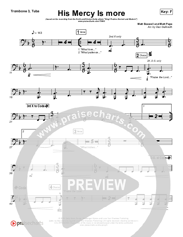 His Mercy Is More Trombone 3/Tuba (Matt Papa / Matt Boswell / Keith & Kristyn Getty)