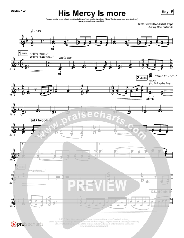 His Mercy Is More Violin 1,2 (Matt Papa / Matt Boswell / Keith & Kristyn Getty)