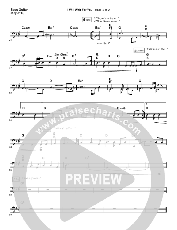 I Will Wait For You (Psalm 130) Bass Guitar (Keith & Kristyn Getty)