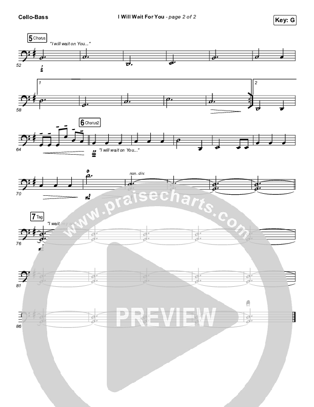 I Will Wait For You (Psalm 130) Cello/Bass (Keith & Kristyn Getty)