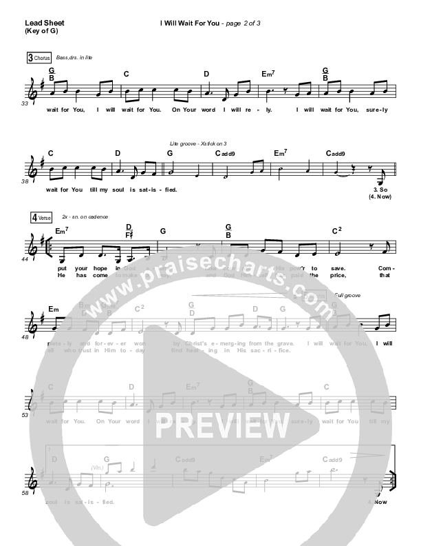 I Will Wait For You (Psalm 130) Lead Sheet (Melody) (Keith & Kristyn Getty)