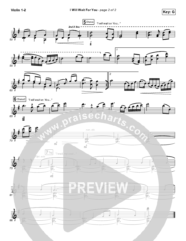 I Will Wait For You (Psalm 130) Violin 1/2 (Keith & Kristyn Getty)