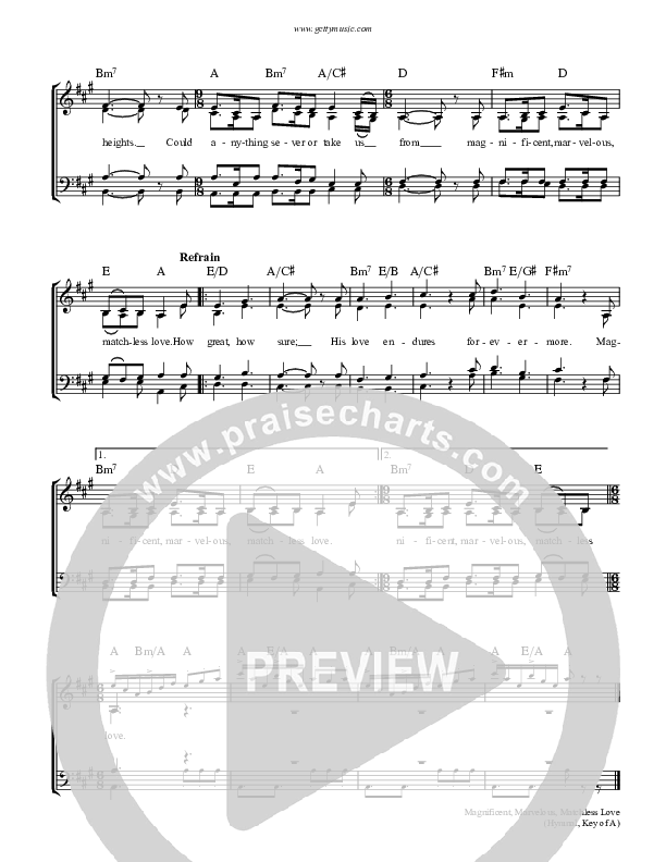 Magnificent Marvelous Matchless Love Choir Sheet (SATB) (Keith & Kristyn Getty)