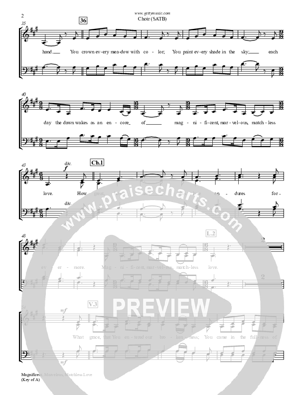 Magnificent Marvelous Matchless Love Choir Vocals (SATB) (Keith & Kristyn Getty)