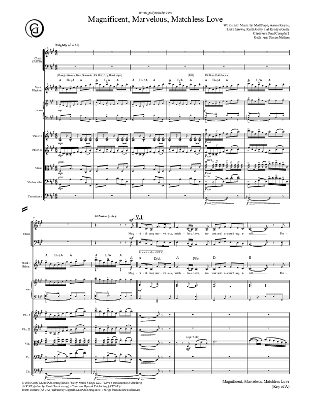 Magnificent Marvelous Matchless Love Orchestration (Keith & Kristyn Getty)
