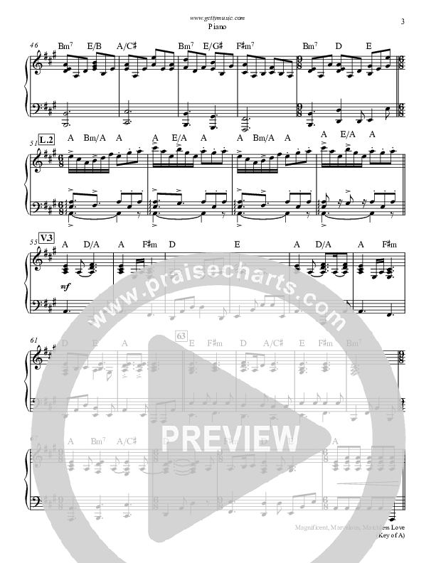 Magnificent Marvelous Matchless Love Piano Sheet (Keith & Kristyn Getty)