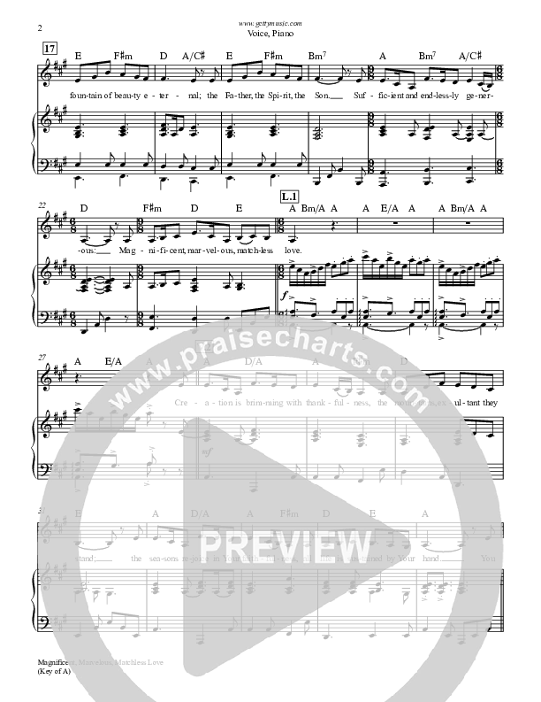 Magnificent Marvelous Matchless Love Piano/Vocal (Keith & Kristyn Getty)