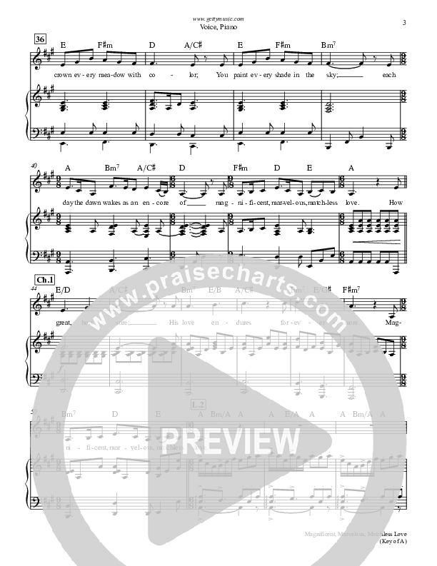 Magnificent Marvelous Matchless Love Piano/Vocal (Keith & Kristyn Getty)