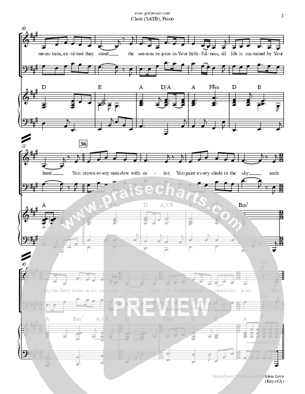 Magnificent Marvelous Matchless Love Piano/Vocal (SATB) (Keith & Kristyn Getty)