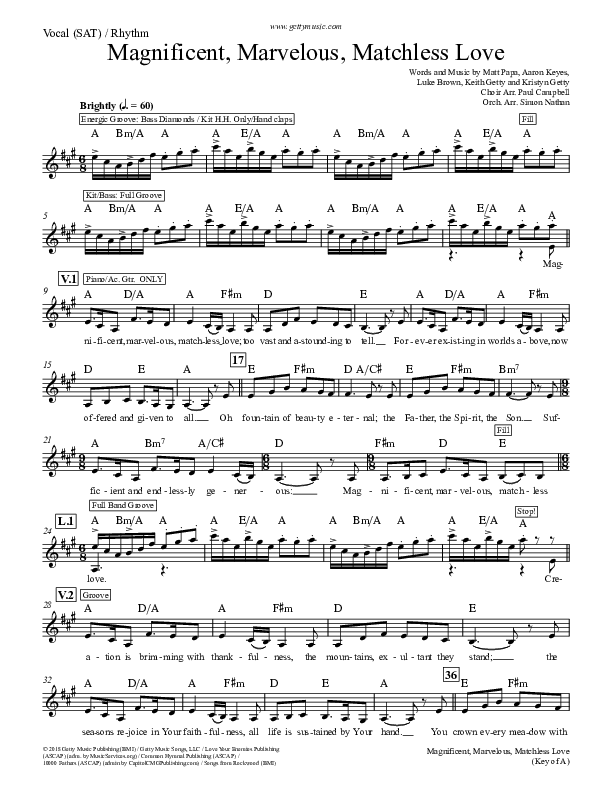 Magnificent Marvelous Matchless Love Rhythm/Vocal (Keith & Kristyn Getty)