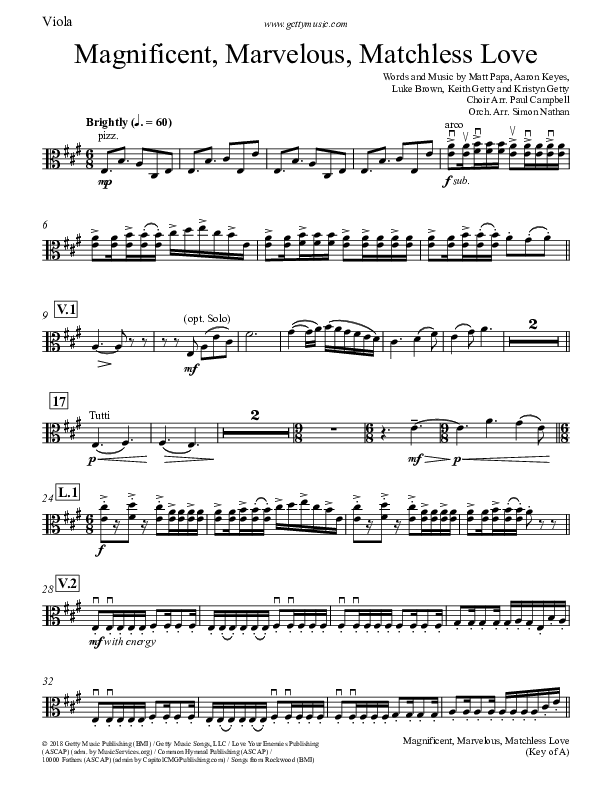 Magnificent Marvelous Matchless Love Viola (Keith & Kristyn Getty)