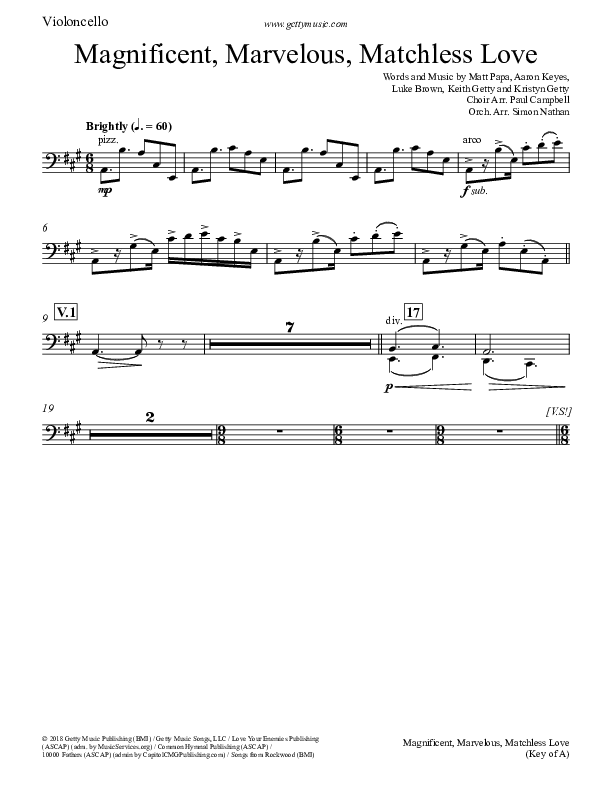 Magnificent Marvelous Matchless Love Violincello (Keith & Kristyn Getty)