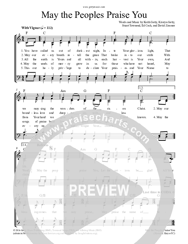 May The Peoples Praise You Choir Sheet (SATB) (Keith & Kristyn Getty)