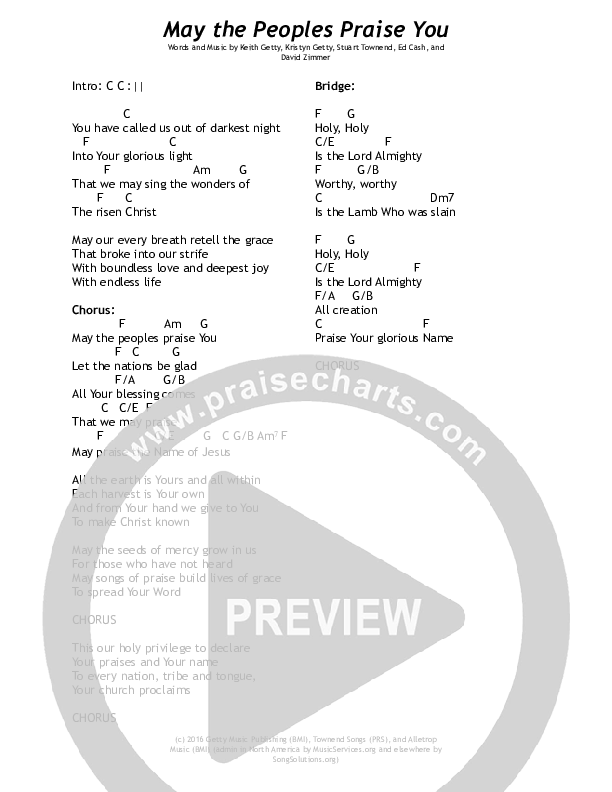 May The Peoples Praise You Chords & Lyrics (Keith & Kristyn Getty)