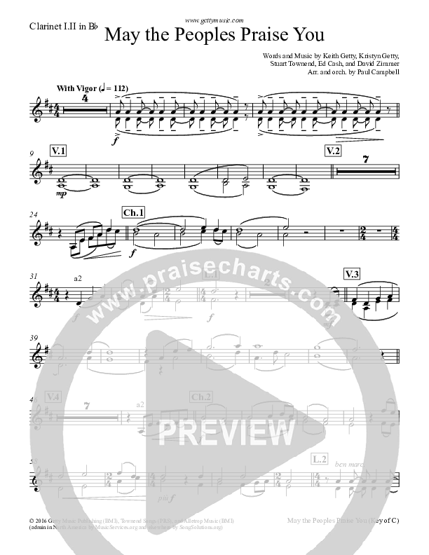 May The Peoples Praise You Clarinet 1/2 (Keith & Kristyn Getty)