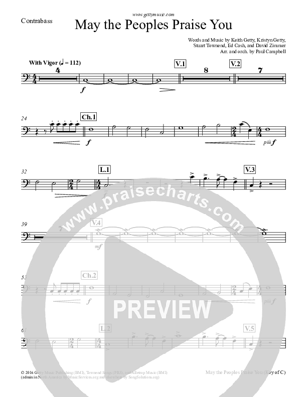 May The Peoples Praise You Contrabass (Keith & Kristyn Getty)