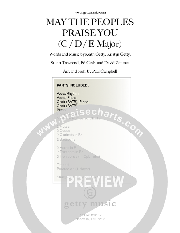 May The Peoples Praise You Cover Sheet (Keith & Kristyn Getty)