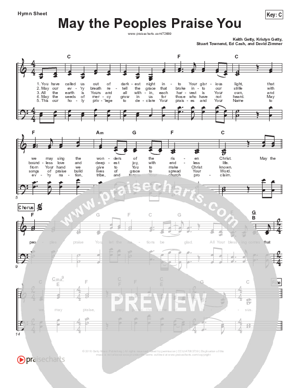 May The Peoples Praise You Hymn Sheet (Keith & Kristyn Getty)