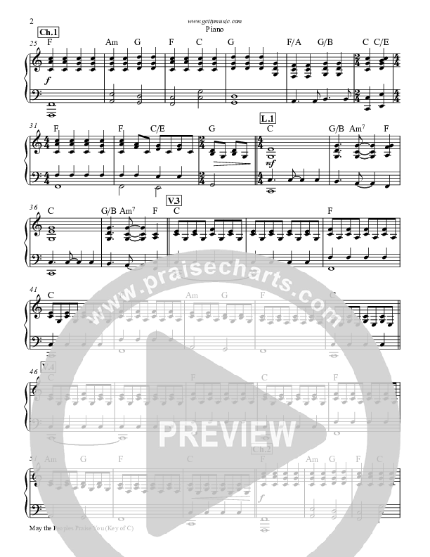 May The Peoples Praise You Piano Sheet (Keith & Kristyn Getty)