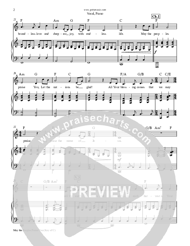 May The Peoples Praise You Piano/Vocal (Keith & Kristyn Getty)