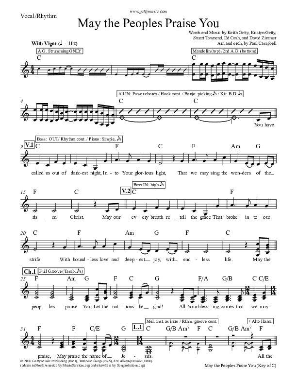 May The Peoples Praise You Rhythm/Vocal (Keith & Kristyn Getty)