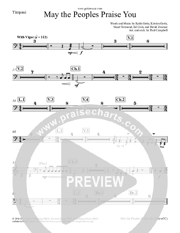 May The Peoples Praise You Timpani (Keith & Kristyn Getty)