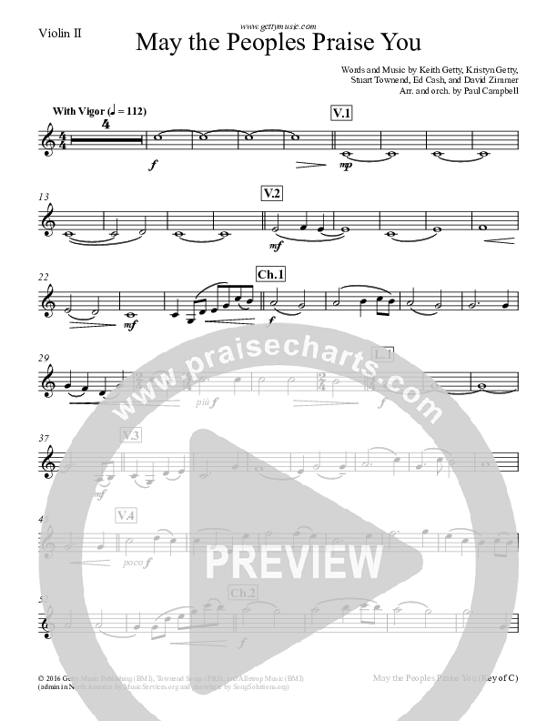 May The Peoples Praise You Violin 2 (Keith & Kristyn Getty)