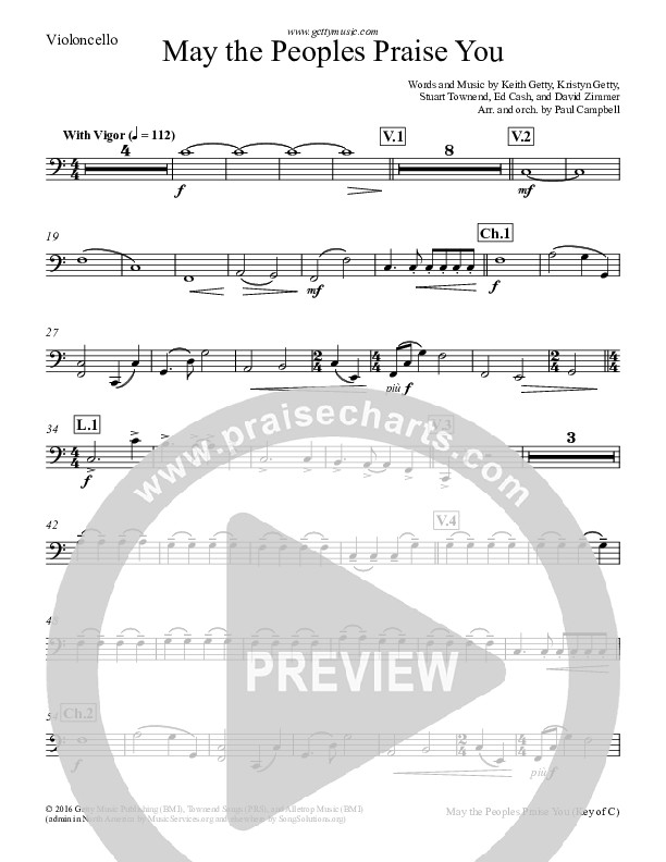 May The Peoples Praise You Violincello (Keith & Kristyn Getty)