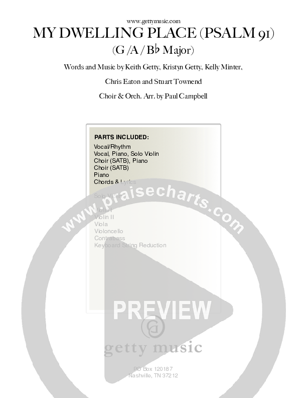 My Dwelling Place (Psalm 91) Cover Sheet (Phil Keaggy / Keith & Kristyn Getty)