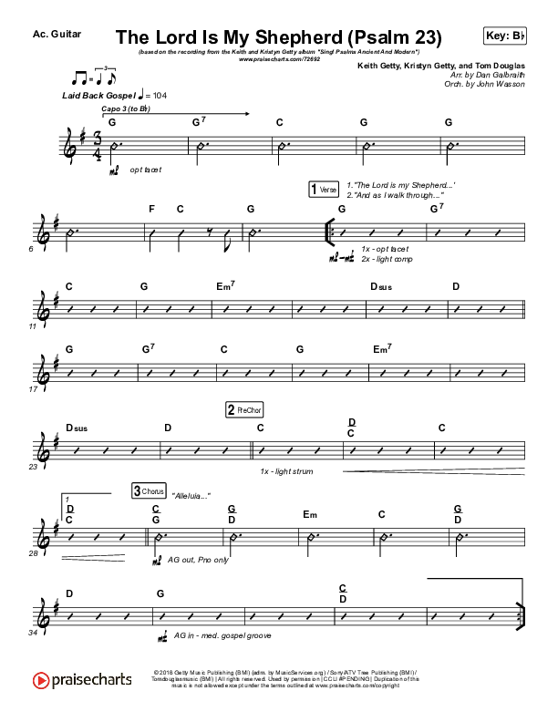 The Lord Is My Shepherd (Psalm 23) Acoustic Guitar (Keith & Kristyn Getty)