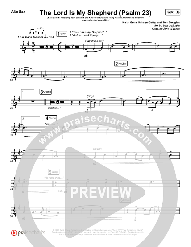 The Lord Is My Shepherd (Psalm 23) Alto Sax (Keith & Kristyn Getty)