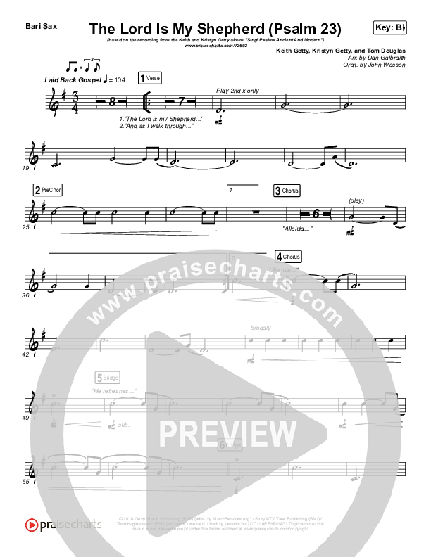 The Lord Is My Shepherd (Psalm 23) Bari Sax (Keith & Kristyn Getty)