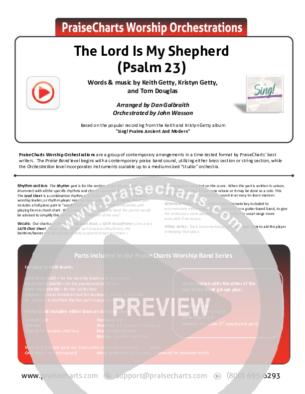 The Lord Is My Shepherd (Psalm 23) Cover Sheet (Keith & Kristyn Getty)