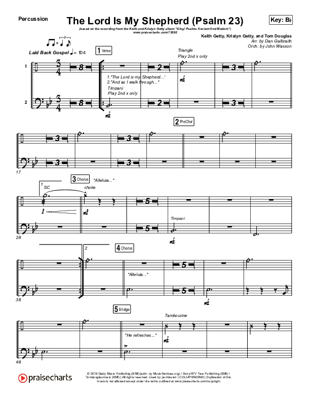 The Lord Is My Shepherd (Psalm 23) Percussion (Keith & Kristyn Getty)