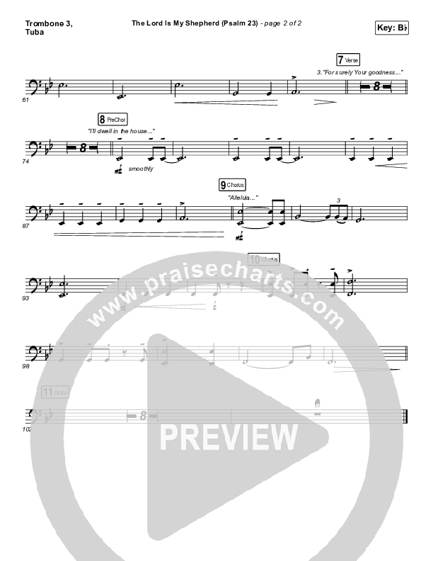 The Lord Is My Shepherd (Psalm 23) Trombone 3/Tuba (Keith & Kristyn Getty)