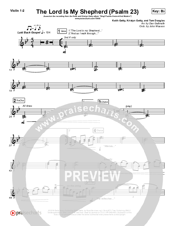 The Lord Is My Shepherd (Psalm 23) Violin 1/2 (Keith & Kristyn Getty)